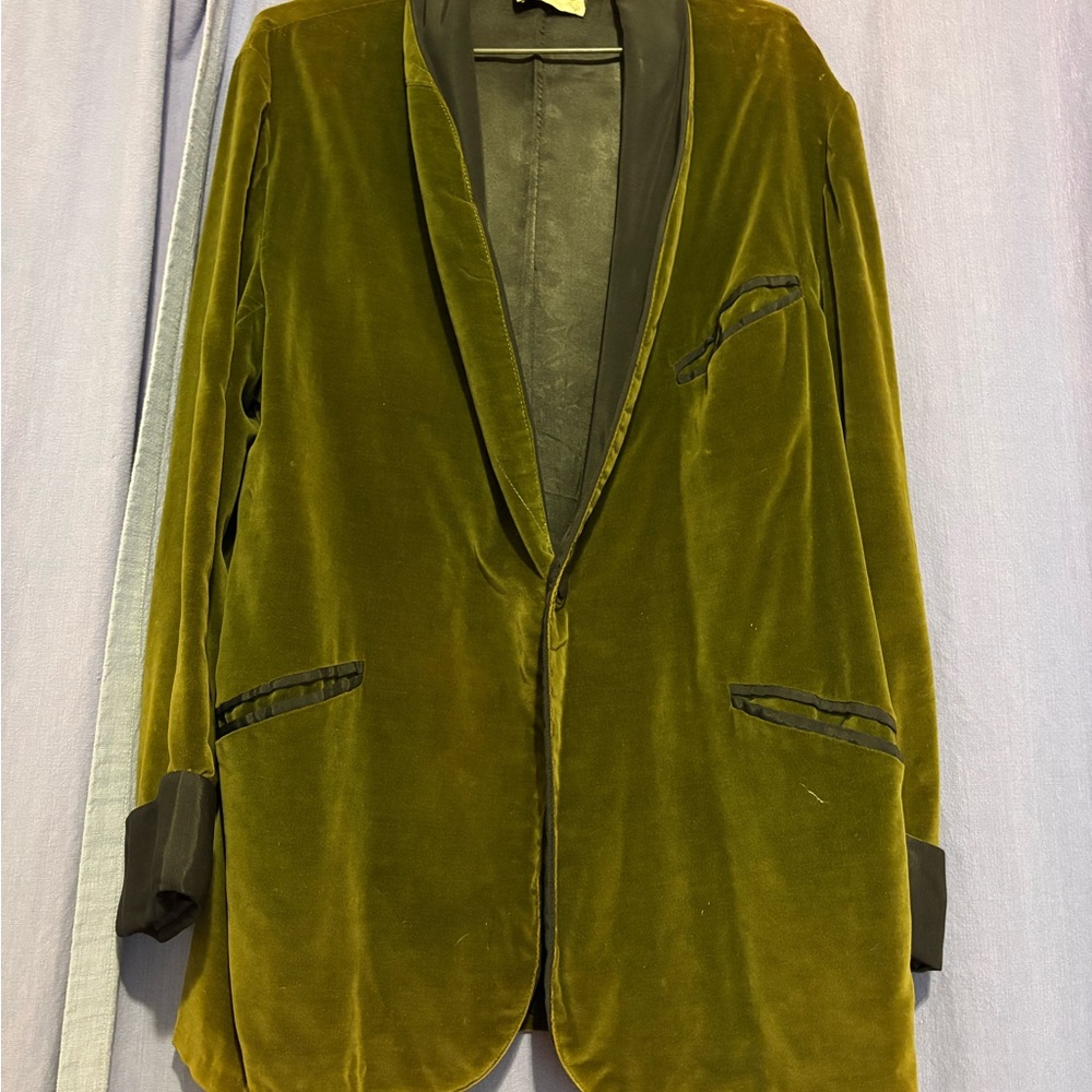Vintage Men’s Olive Green Velvet Blazer